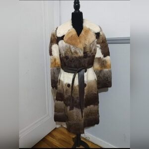 70s vintage multi color dyed rabbit fur coat.